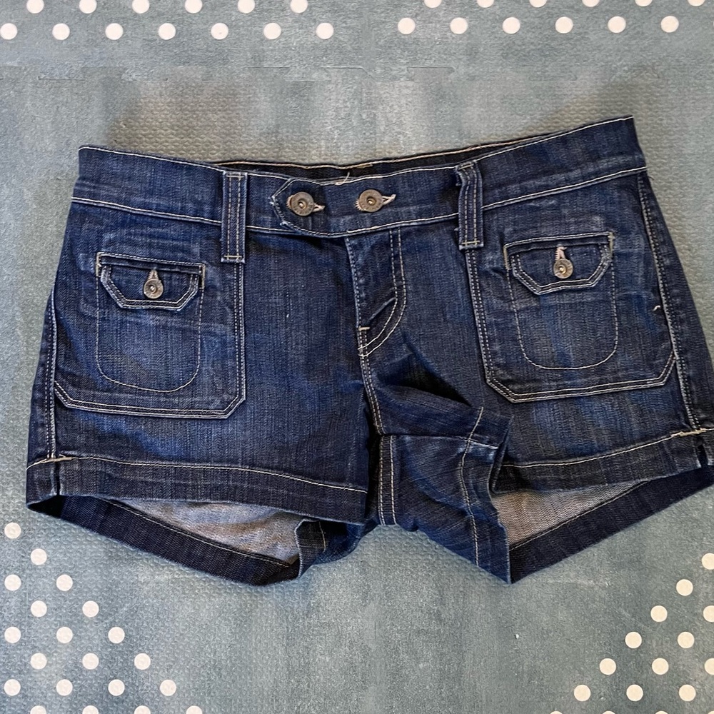 Lucky Brand Denim Shorts Double Pockets Dark Wash Size 6